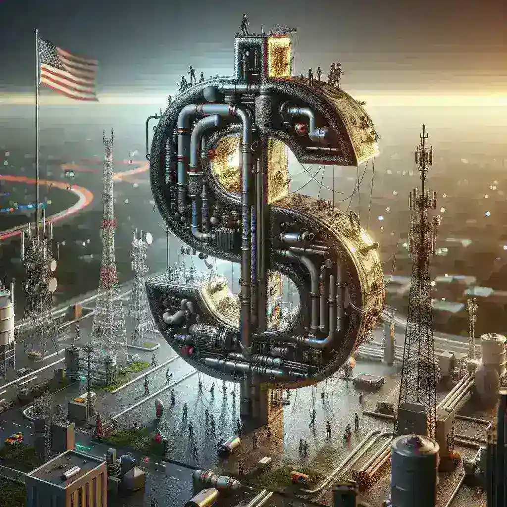 "Infográfico ilustrando os bilhões de dólares investidos pelos EUA em infraestrutura 6G, destacando os principais setores e projetos financiados."